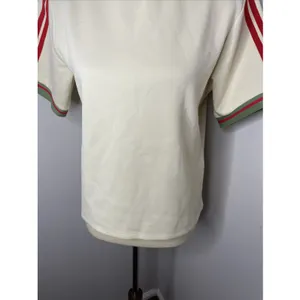 With Jean Cream Knit Polo Top Red Green Contrast Trim Tenniscore Medium thumbnail 9