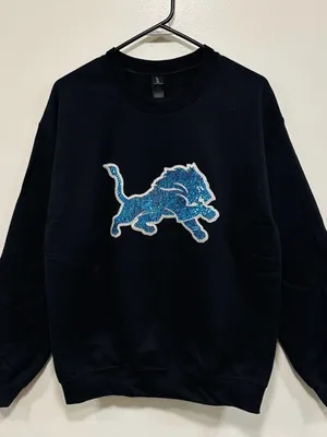 NFL Black Crewneck Sweatshirt with Blue Lion Patch thumbnail 1