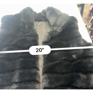 Talbots Black Faux Fur Ribbed Open Front Vest Women's size Small thumbnail 8