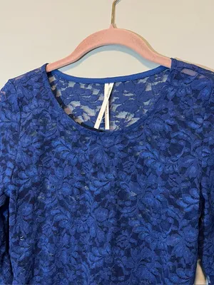Anthropologie Women’s‎ Blue Lace Long Sleeve Layering Top XS Festival thumbnail 2