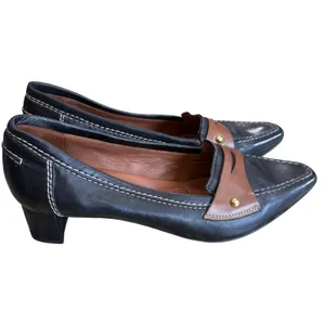 Johnston & Murphy Women's Leather Loafer Heels Black Brown Two Tone pointed 9 thumbnail 6
