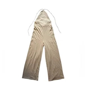 Zara Neutral Halter Backless Wide-Leg Jumpsuit M thumbnail 8