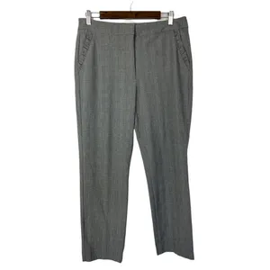 Zara TRF Gray‎ Plaid Ruffle Straight Leg Dress Trousers L thumbnail 2