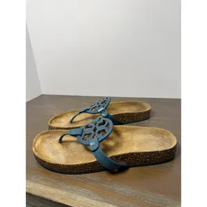 Tory Burch Miller Cloud Teal Blue Logo Thong Sandals Women's Size 9.5 thumbnail 5