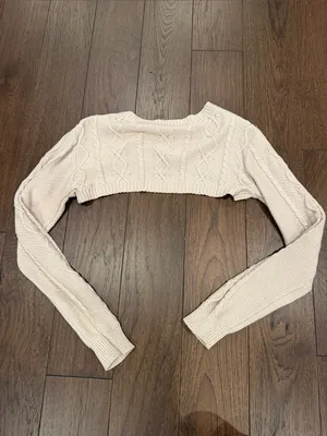 Fate Cropped Cable Knit Sweater & Tank Set in Beige Size Small - C27-183 thumbnail 5