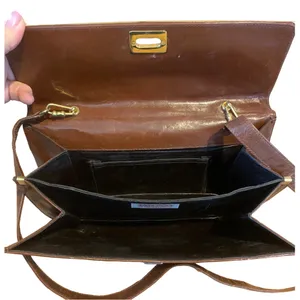 Vintage Balenca Brown Leather Framed Front Flap Shoulder Bag Or Clutch thumbnail 10