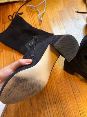 Steve Madden Suede Black Over-the-Knee Lace-Up Thigh High Block Heel Boots thumbnail 2