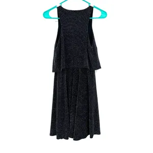 Express size XS‎ black sleeveless mini dress sparkly layered v neck lined thumbnail 2
