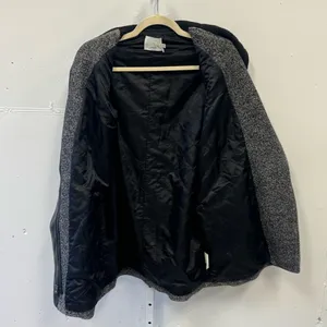 Vince Shawl Collar Asymmetrical Zip Wool Blend Lambskin‎ Trim Tweed Ines Coat XS thumbnail 6