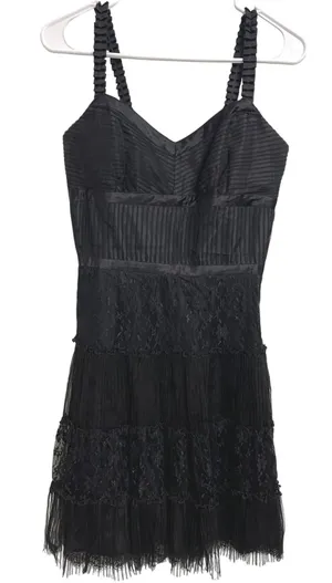 Antonio Melani Black Lace Tiered Cocktail Dress Pleated Tulle Size‎ 6 Whimsigoth thumbnail 1