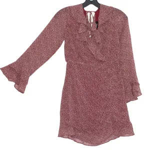 NWT Lulus Dress Floral Cottage Dark Academia Boho Retro Prairie Burgundy Size XS thumbnail 6