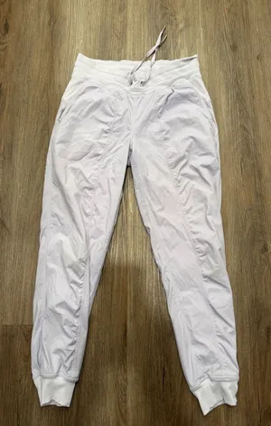Lululemon Dance Studio Jogger Lavender Pinstripe Pants liner Size 8 flaw thumbnail 1