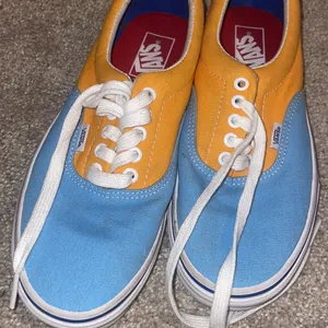 Vans color block tennis shoes canvas in blue and orange thumbnail 9