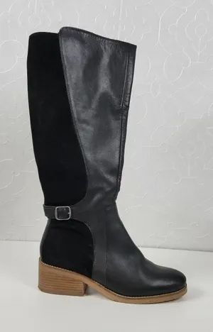 Lucky Brand Timinii Womens Riding Boots Size 10 Black Leather Suede Knee-High thumbnail 1