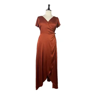 Baltic Born Maxi Wrap Dress Short Sleeve Burnt Orange Satin Women’s Size XXL thumbnail 3