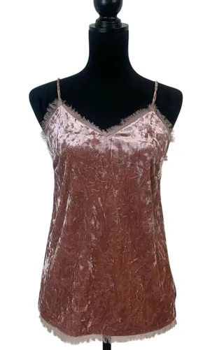 Miami Woman S Romantic Pink Crushed Velvet Croquette Soft Girl Cami Tank‎ Top thumbnail 1