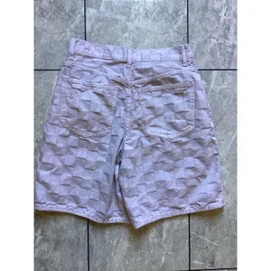 Madewell Lavender Purple Checkerboard High Rise Denim Shorts 27 NK854 thumbnail 6