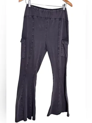 Out From Under Aria Cargo Flare Pants Washed Grey Medium Lounge Urban Outfitters thumbnail 5