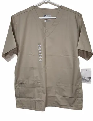 WonderWink Wonderwork V-Neck Scrub Top khaki‎ thumbnail 1