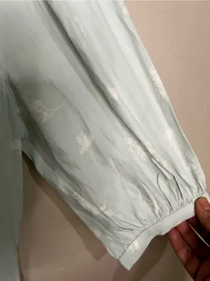 Something‎ Navy Light Teal Chalk Etch Flowers Viscose Romantic Maxi Dress thumbnail 6