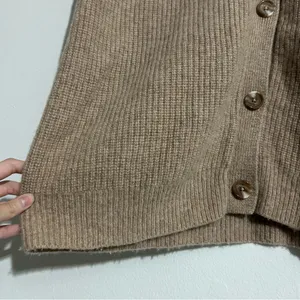 Quince Mongolian Cashmere Oversized Tan Cardigan Sweater Small Minimal Neutral thumbnail 4