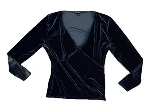 J Crew Mercantile Women’s Velvet Wrap Top Medium‎ Teal thumbnail 1
