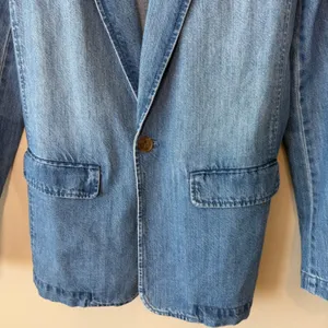 Gap Women 100% Cotton Denim Blazer XS Blue Single Button Notch Lapel Structured thumbnail 4