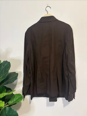 Lauren Ralph Lauren Dark Brown Military Field Jacket linen cotton 2X thumbnail 4