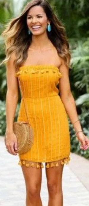 Mustard Yellow Pom Dress thumbnail 1