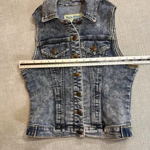 Paris Blues Denim Vest Medium Blue Acid Wash Vintage Y2K Sleeveless Jean Jacket thumbnail 4