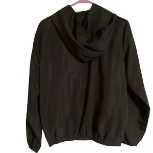 Brandy Melville Windbreaker Jacket Womens OS Black Bear Logo Hooded Full Zip thumbnail 3