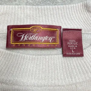 Vintage Made in USA Worthington Cream Crewneck Sweater Raglan Sleeve Sz‎ L EUC thumbnail 2