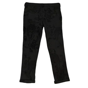 Free People Black Lace Chic Biker Gothic Jacquard Trouser Pants 8 thumbnail 3