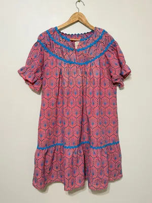 NWT Umgee Floral Embroidered Puff Sleeve Eyelet Dress Size XL NEW thumbnail 2