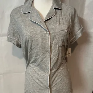 LOFT Gray Short Sleeve Pajama Top thumbnail 2