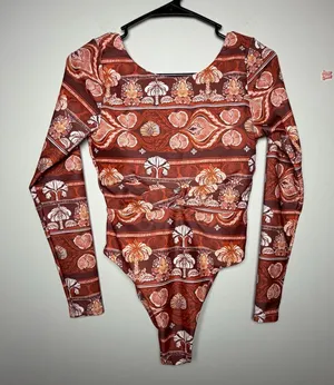 PHAX Twist‎ Front Long Sleeve One Piece Boho Paddlesuit Swimsuit Resort Wear S thumbnail 1