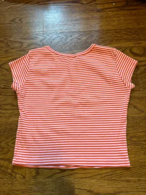 Brandy melville pink and orange stripe baby tee thumbnail 2