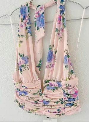 ZARA NWT •  Floral Halter Top thumbnail 5