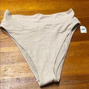 Aerie Ribbed Cheeky Bikini Bottom in Tan thumbnail 1