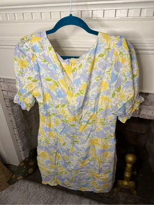 NWT Showpo Svana Dress Summer Petals Floral Puff Sleeve Mini US 10 thumbnail 4