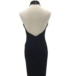 NWT Lulus Elegant Grace Sleeveless Tiered Halter High-Low Maxi Dress L Black thumbnail 7