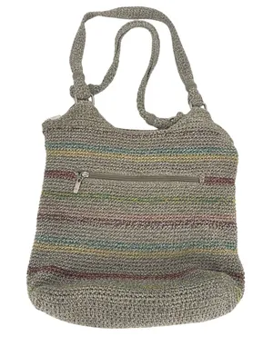 The Sak Belle Shoulder Hobo Bag Striped Crochet Purse Boho Y2K Earthy Hippie thumbnail 1