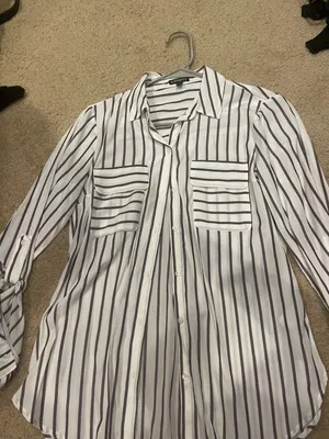 Express Striped Button Up Blouse thumbnail 1