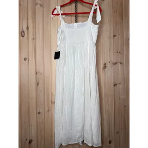 NWT Lulus Corinthia White Embroidered Button-Front Midi Dress Resort Cruise Sz M thumbnail 6