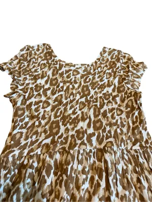 Soft Surroundings Kara Animal Print Maxi Dress Flowy Tiered Neutral Size XS thumbnail 9