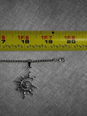 Silver Tone Tribal Sun Spiral Pendant Necklace 20 Inch Chain thumbnail 7