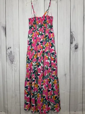 Entro Floral Maxi Dress Sz L Spaghetti Straps Tiered Smocked Back Sundress thumbnail 5