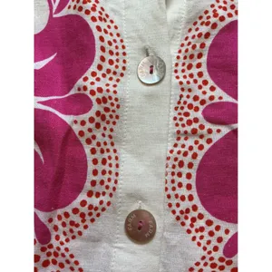 Farm Rio Pink Red Giant Daisy Floral Linen Blend Button Down Shirt Small thumbnail 8