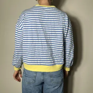 Blue White Striped Preppy Crewneck Size M thumbnail 3
