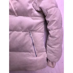 Sam Edelman Puffer Jacket Women Large Cream Corduroy Hooded Outerwear thumbnail 5